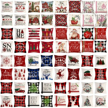 聖誕節抱枕套家居裝飾抱枕四件套客廳沙發靠墊套臥室靠枕廠家批發鑫弘-家具衛浴 可打統編