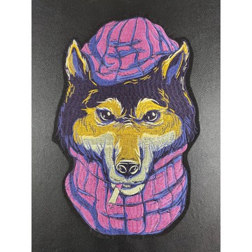 【哈狼族】服飾輔料/刺繡布貼/EMz/柴犬頭 34*21.7cm大號刺繡布貼外套裝飾背膠補丁貼DIY修飾