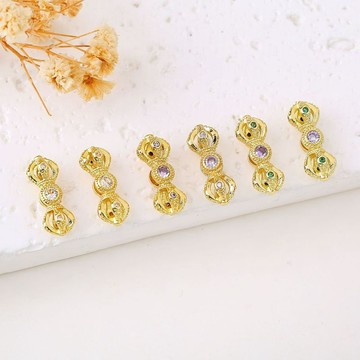 Yd0702--(10pcs)-18K金高保色微鑲金剛杵鈴魔 菩提轉運隔珠diy飾品配件 手鍊項鍊串