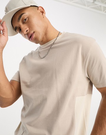 Another Influence colour block t-shirt in brown