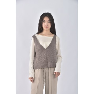 (S) 質感棉質背心棕色毛衣二手衣