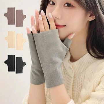 加厚加絨德絨半截手套 無指手套 露指手套 半指手套 保暖手套 防寒手套 冬天手套 觸控手套【IB014】普特汽車精品