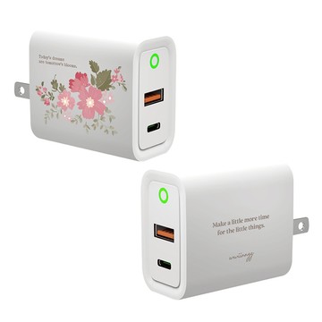 【TOYSELECT】wwiinngg甜美小粉花USB3.0+PD20W雙孔充電器