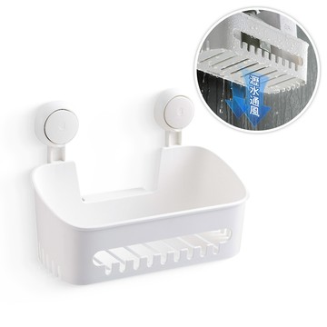 太力 浴室置物架 【E069】 強力吸盤 瀝水置物盒 瓶罐置物架 廁所 廚房置物架 儲物籃 收納籃 洗手台收納架 壁掛置物架 免打孔置物架 沐浴乳架 壁掛架 調味料架 收納架 衛浴收納 居家收納 收納用品