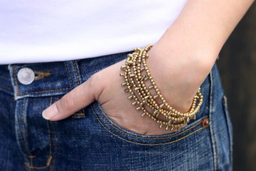 黃銅管水滴手鍊淚滴6股原始黃銅實心黃銅手鍊