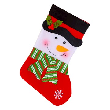 紅底聖誕襪 毛氈聖誕襪 聖誕裝飾禮品  38 x 19cm  雪人  1個