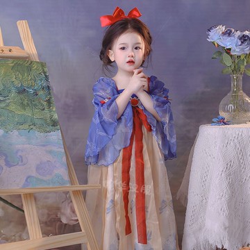 女童新款漢服白雪公主裙夏裝兒童錶演服女孩周歲生日禮服連衣裙[萌寶童裝]可開發票