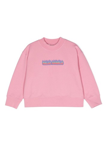 Palm Angels Kids - logo-print cotton sweatshirt - kids - Cotton - 10 - Pink