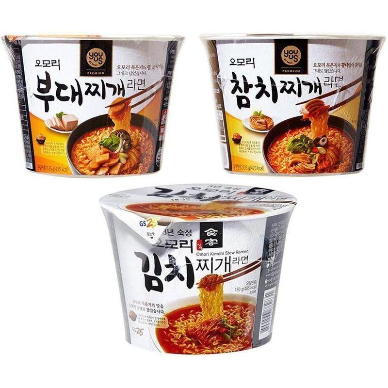 八道 Paldo 韓国 GS25 オオモリラーメン 3種類 (オオモリ キムチチゲ カップラーメン, オオモリ マグロ キムチチゲ カップラ