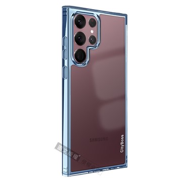 CITY晶鑽彩盾 三星 Samsung Galaxy S22 Ultra 抗發黃透明殼 氣囊軍規防摔殻 手機殼(遠峰藍)