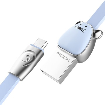 【ROCK】卡通十二生肖Micro傳輸線(鼠/藍)1入