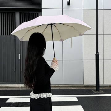 臺現免運⚡彩膠圓角節節簡約全自動回彈雨傘防曬彩膠摺疊紫外線太陽傘遮陽傘