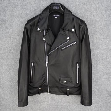 新款潮流版型修身顯瘦翻領男款頭層進口綿羊皮皮衣經典機車服短款