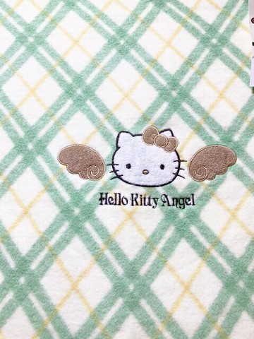 【震撼精品百貨】Hello Kitty 凱蒂貓 三麗鷗 KITTY日本保暖毛毯/被子(雙人)-方格天使綠#05306 震撼日式精品百貨