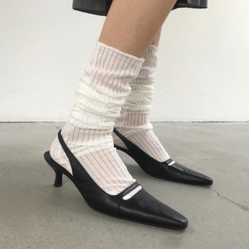 韓版復古百搭小貓跟簡約方頭涼鞋