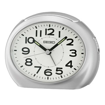 seiko SK037 精工鐘 (QHE193S) 嗶嗶聲貪睡鬧鐘(銀)/8.8*11.2cm｜樂天全館特惠中★指定刷卡回饋10%
