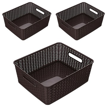 KEYWAY 聯府 藤藝104收納籃 KGB-104 14.5L  350 x 300 x 130mm  顏色隨機  3個