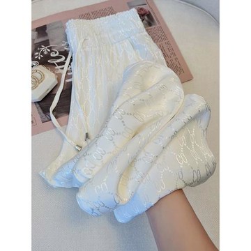 白色冰絲闊腿褲女夏季2025新款薄款高腰小個子垂感直筒涼涼休閑褲