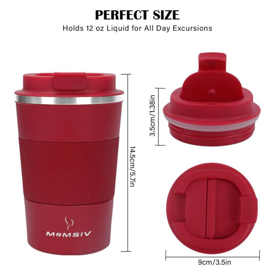 MOMSIV 12oz Travel Mug, Insulated Coffee Cup with Leakproof Lid, Vacuum Sta