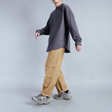 【AMERO】男裝 女裝 長袖素面T恤 下擺圓弧 寬鬆 落肩