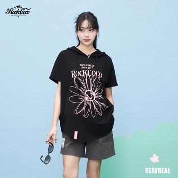 ROCKCOCO 微笑小花修身帽T