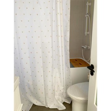 出口剪標防霉防水滌綸布浴室淋浴隔斷布簾愛心浴簾180*180加鉛線