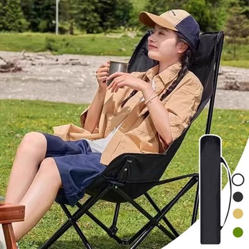 免安裝露營折疊輕便秒收月亮椅-高背款(贈收納袋) 折疊椅 露營椅 釣魚椅 導演椅