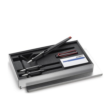 LAMY JOY喜悅系列 黑桿紅夾鋼筆禮盒組 鐵盒/2前端/卡水 15