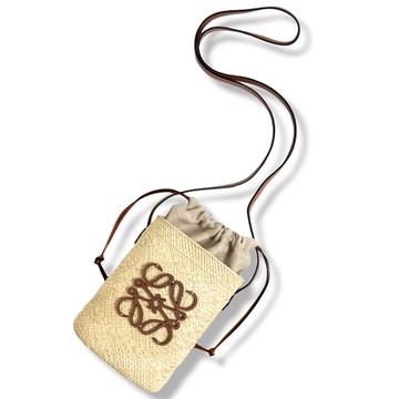 [搶先台灣專櫃開賣] LOEWE 羅威 隨身包/手機包 (米 x 棕) Paula s Ibiza Anagram Square pocket