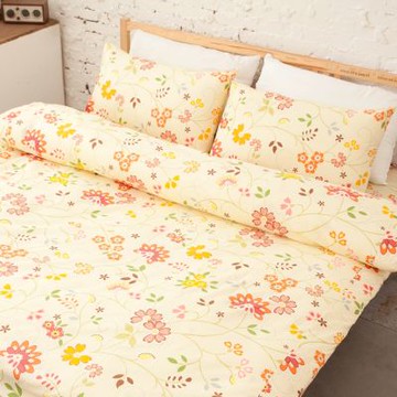 LAMINA 水堇花容(米) 單人 100%純棉床包枕套二件組