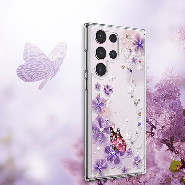 Samsung S25/S24/S23/S22 輕薄軍規防摔水晶彩鑽手機殼-迷情蝶戀