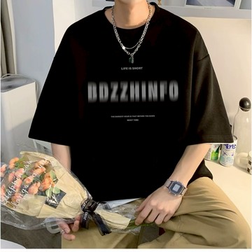 BDZZHINFO 幻影字母 潮流短T 短袖 上衣 短T 春夏 新款 英文 簡約 港風 涼感