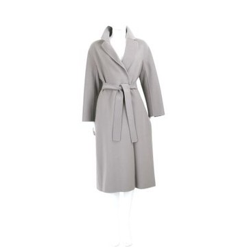 MAX MARA-’S Max Mara ESTURIA 灰色純羊毛長袍式綁帶大衣 外套