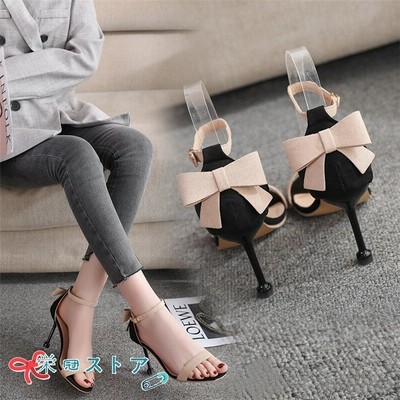 ハイヒール ポインテッドトゥ シューズ レディース 春夏 リボン スエード調パンプス ストラップピンヒール 美脚 履きやすい 痛くない 靴シューズ 通勤 オシャレ 通販 Lineポイント最大get Lineショッピング