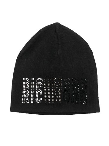 John Richmond Junior - embroidered-logo knitted beanie - kids - Viscose/Nylon/Polyester - 52 cm - Black