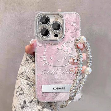 【自帶鏡頭膜】適用蘋果17promax手機殼16pm閃粉蝴蝶結彩繪iphone15pro新款女14支架手鏈13防摔卡通16PM可愛x