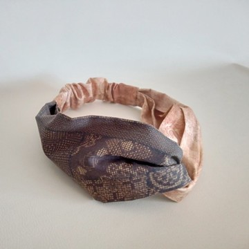 交叉款髮帶 包頭巾 民俗風棕色 8