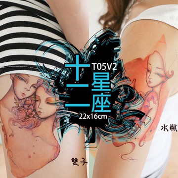 台灣現貨 十二星座 輕紋身 假刺青👑大邱紋身👑【T05V】微刺青 紋身貼紙 刺青貼紙 紋身貼 刺青貼 半甲 手臂 T05