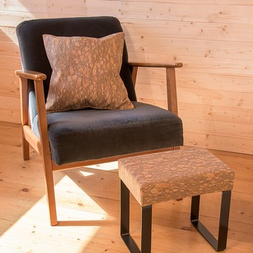 軟木皮革腳凳與抱枕套 (Emerald)