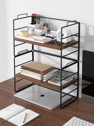 簡易桌上書架   簡易書架置物架辦公室桌面小架子家用桌上多層鐵藝書桌整理收納架【MJ16539】