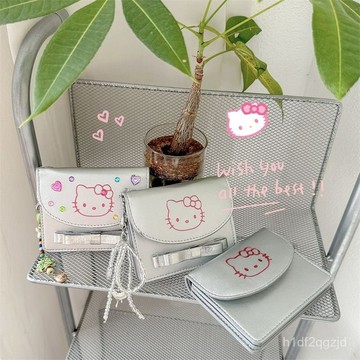 🍐🍐韓版銀色蝴蝶結kitty凱蒂貓甜美可愛零錢包diy彩鑽