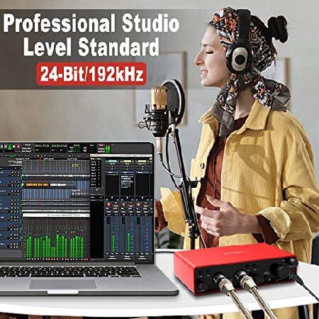 2i2 Audio Interface for Recording Podcasting and Streaming Ultra-low Latency Plug＆Play Noise-Free XLR Audio Interface(24Bit 192kHz) 48V Phant並行輸入