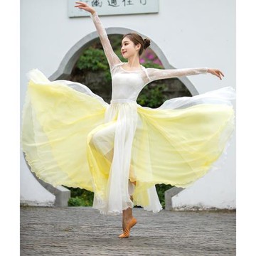 菲梵舞后古典舞服飄逸大裙擺半身裙舞蹈服女中國現代民族舞練功裙