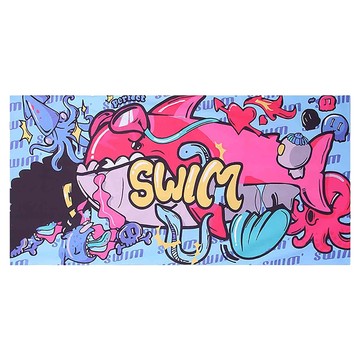 SUnORO 吸水速乾沙灘巾 超細纖維雙面絨游泳浴巾 150 x 70cm  海底世界  1條