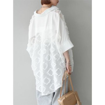 外貿跨境日系重工刺繡寬松防曬蕾絲上衣女時尚休閑空調衫疊穿罩衫
