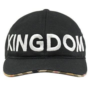 BURBERRY 8010619 OCT B Series 格紋邊飾電繡棒球帽/遮陽帽.黑