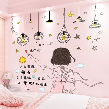 廚窗網紅布置墻貼畫自粘少女心臥室房間裝飾品ins貼紙可愛女生