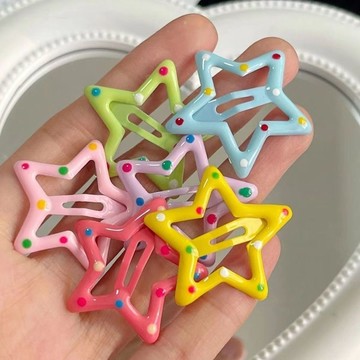 桃園出貨✨星星髮夾多巴胺彩色五角星邊夾髮夾bb夾兒童小號碎髮寶寶髮夾飾品