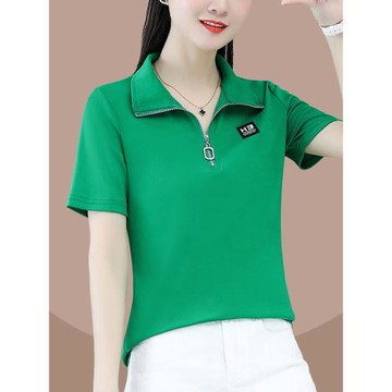 歐洲站2025夏短袖t恤女翻領新款短款上衣條紋polo衫洋氣修身純棉