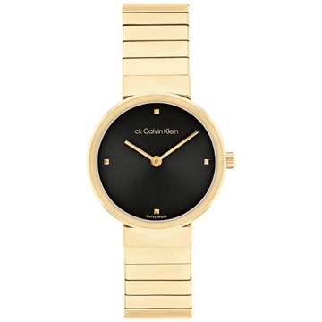 Calvin Klein 凱文克萊 極簡素面時尚腕錶/黑X金/28mm/CK25000043